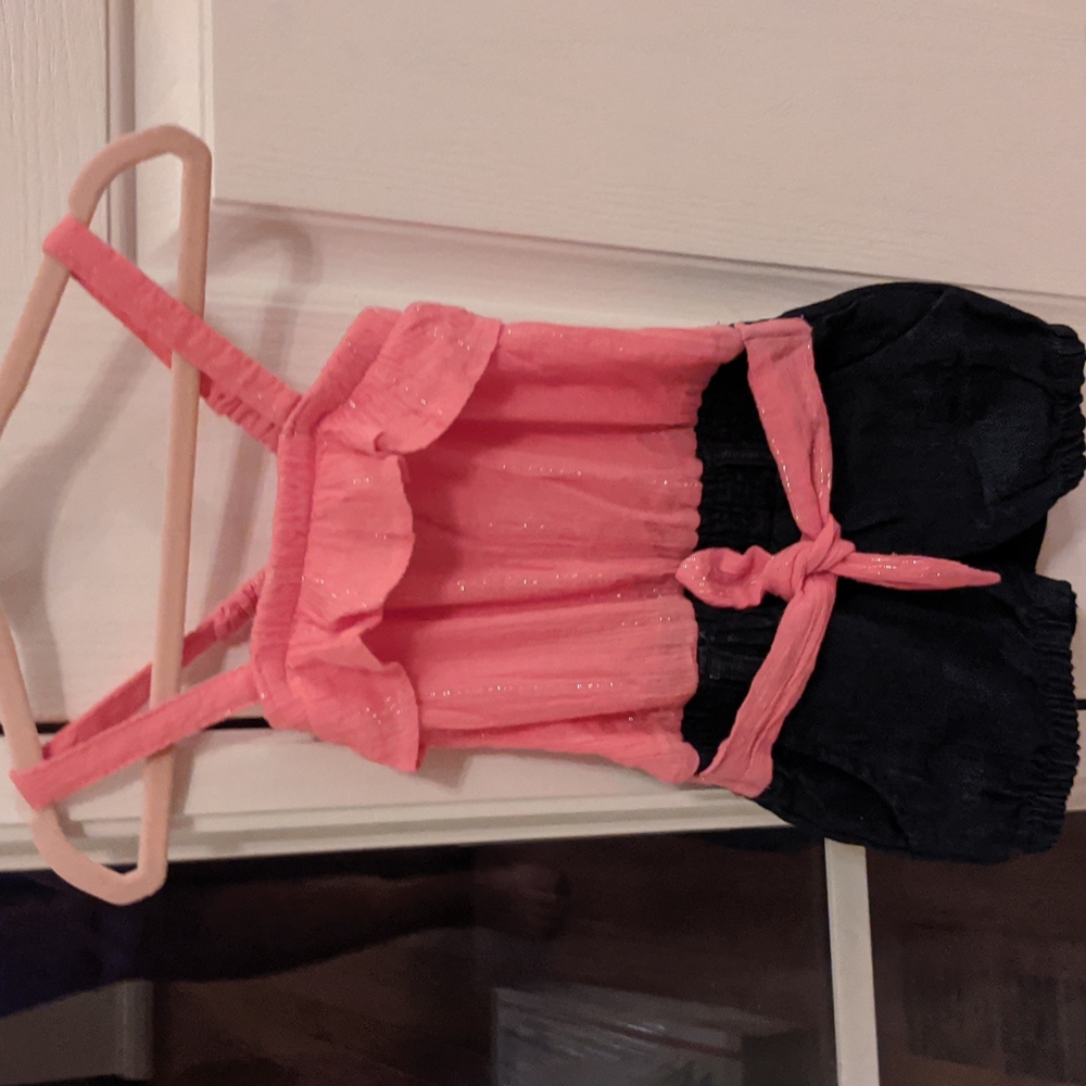 Girls Romper, Pink, Blue Shorts, Limited Too, 24 months